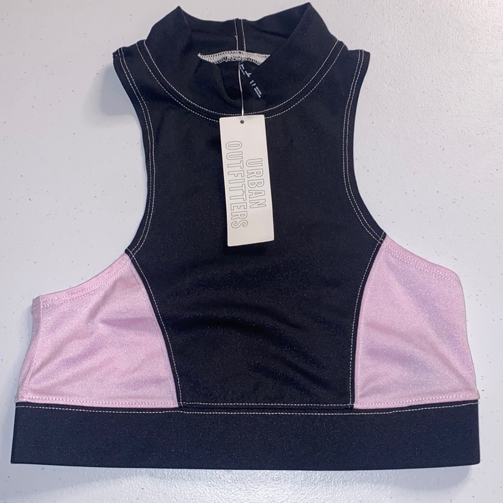 NWT URBAN OUTFITTERS RACER BACK LILAC N BLACK BRA TOP SIZE SMALL